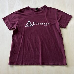 Harry Potter Tagos Shirt Mens XL Red Always Deathly Hallows Graphic Tee T-Shirt